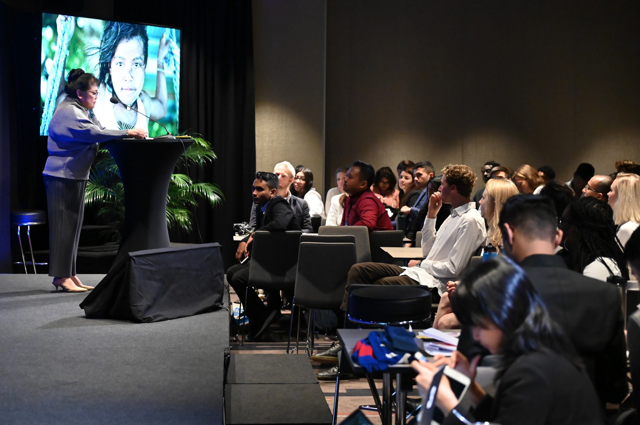 Palau's First Lady Debbie Remengesau addresses the Youth Leadership Summit